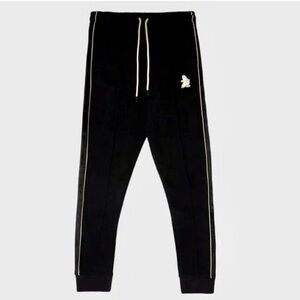 Black Track Pants with Gold Accents
